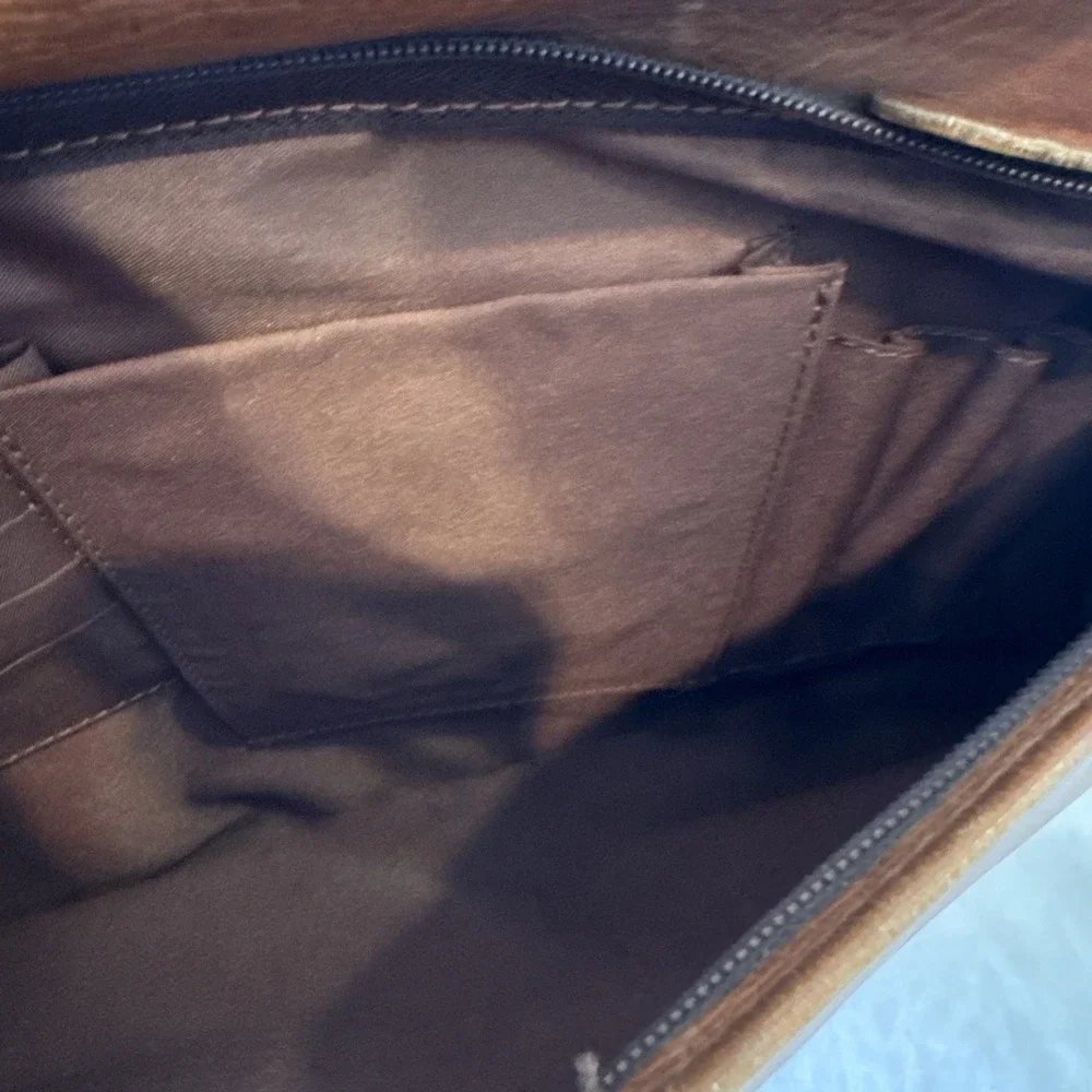 Vintage Geoffrey Beene GB Leather Messenger College Carry On Travel Briefcase